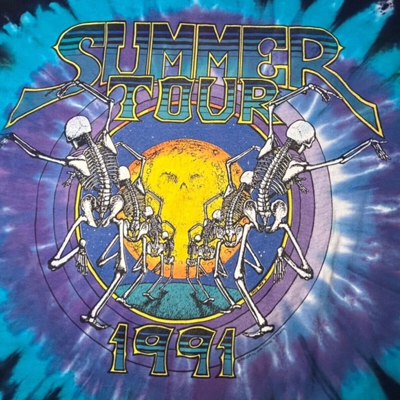 Vintage Grateful Dead Summer Tour 1991 Tie Dye T-Shirt David Opie Size L - Picture 6 of 13
